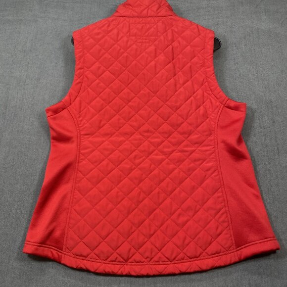 Van Heusen Red Quilted Sleeveless Vest Womens L Polyester Full-Zip Lightweight - Picture 2 of 11